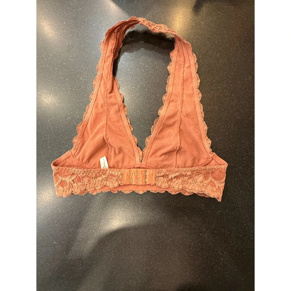 Free People Adella Bralette XS Terracotta Lace Halter Boho Festival Layering